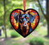 Doberman Stained Glass Effect Heart Suncatcher
